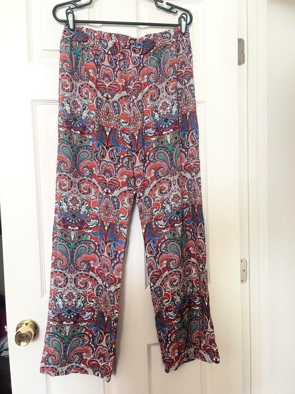 100% Rayon Printed Wide-Leg Women’s Pants - Red Paisley NWOT
